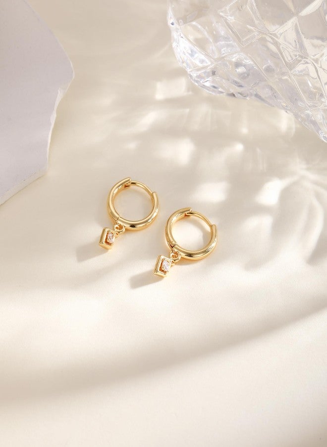 MFRYK Gold Earrings for Women,14K Gold/Silver Plated Dangle Earrings,Dainty Zircon Pendant Hoop Earrings,Dangling CZ Jewelry Gifts for Women Trendy - Image 3